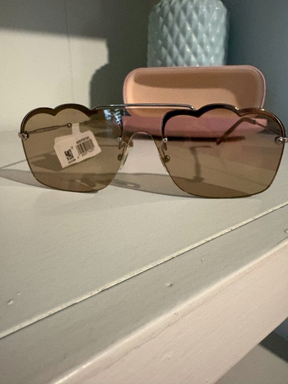 Miu Miu 55U Sunglasses with Silver Metal Frames/Light brown mirrored lenses- NWT